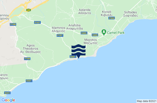 Mappa delle Getijden in Anafotída, Cyprus