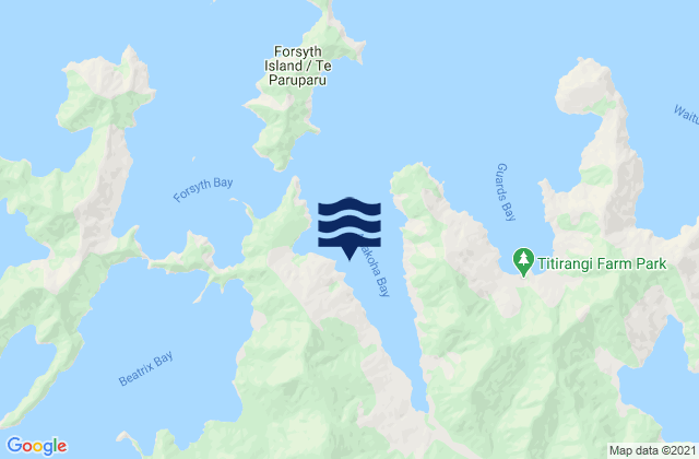 Mappa delle Getijden in Anakoha Bay, New Zealand