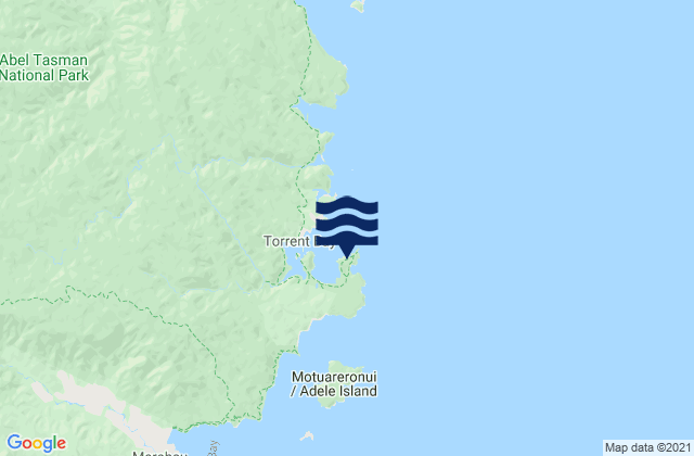 Mappa delle Getijden in Anapai Bay Abel Tasman, New Zealand
