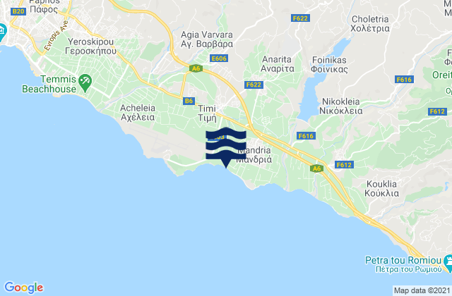 Mappa delle Getijden in Anaríta, Cyprus