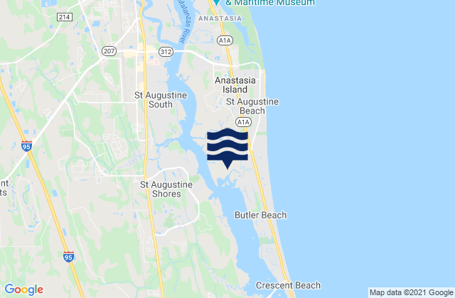 Mappa delle Getijden in Anastasia Island, United States