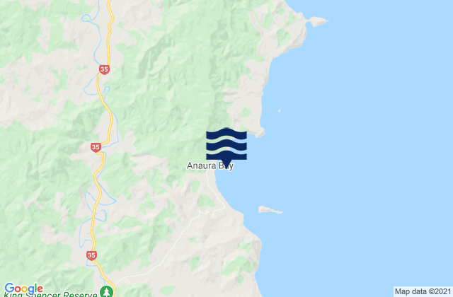 Mappa delle Getijden in Anaura Bay, New Zealand