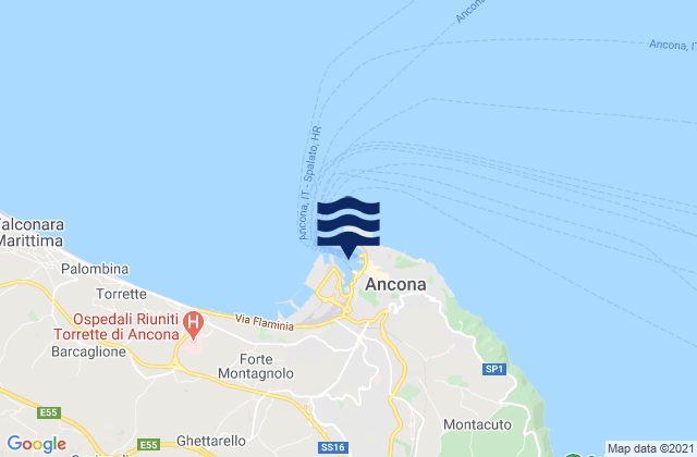 Mappa delle Getijden in Ancona Port, Italy