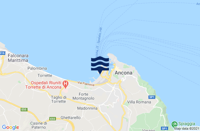 Mappa delle Getijden in Ancona, Italy