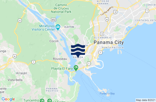 Mappa delle Getijden in Ancón, Panama