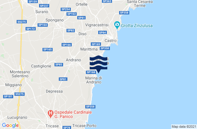 Mappa delle Getijden in Andrano, Italy