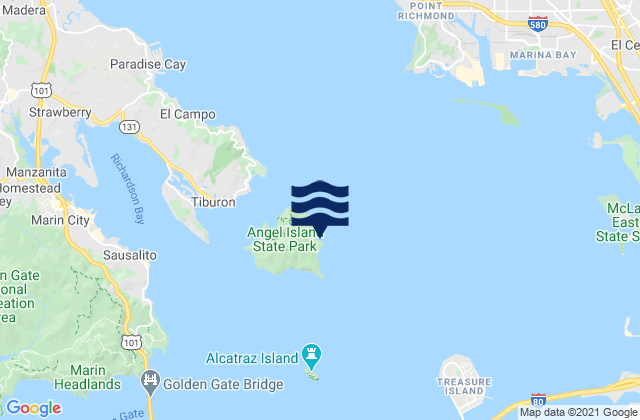 Mappa delle Getijden in Angel Island (East Garrison), United States