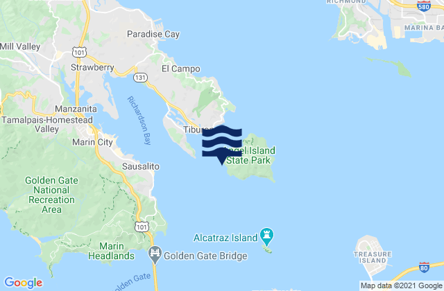 Mappa delle Getijden in Angel Island (west Side), United States