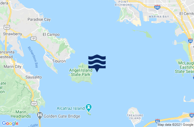 Mappa delle Getijden in Angel Island off Quarry Point, United States