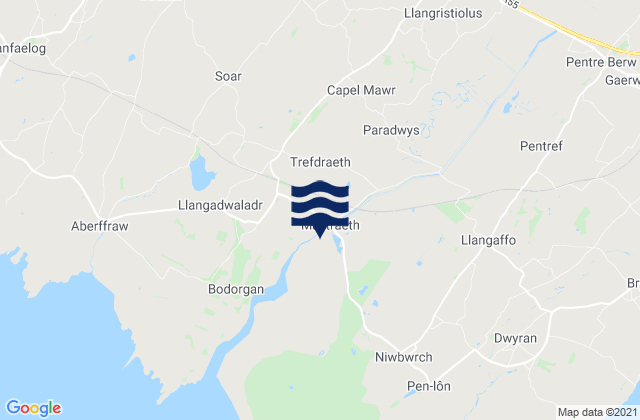 Mappa delle Getijden in Anglesey, United Kingdom