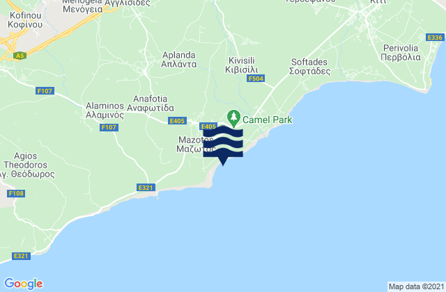 Mappa delle Getijden in Anglisídes, Cyprus
