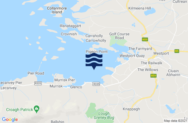 Mappa delle Getijden in Annagh Island East, Ireland