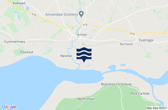Mappa delle Getijden in Annan Beach, United Kingdom