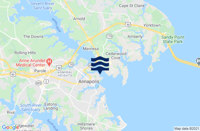 Mappa delle Getijden in Annapolis (US Naval Academy), United States