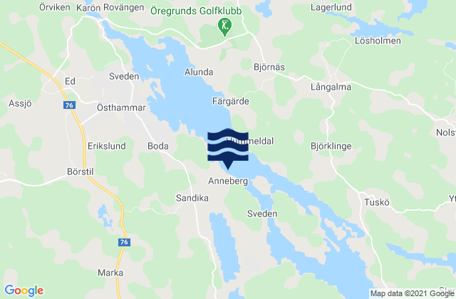 Mappa delle Getijden in Anneberg, Sweden