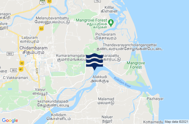Mappa delle Getijden in Annāmalainagar, India