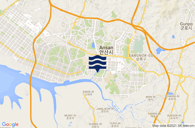 Mappa delle Getijden in Ansan-si, South Korea