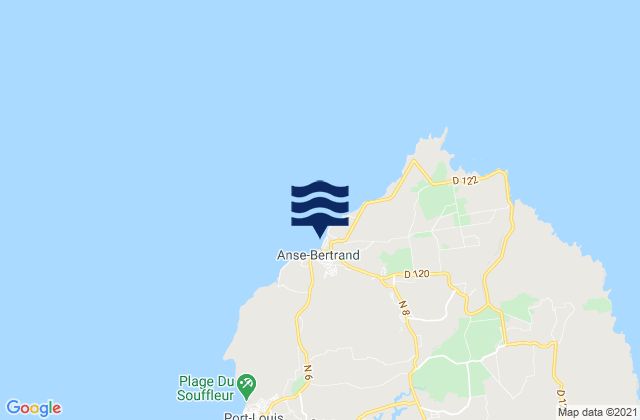 Mappa delle Getijden in Anse-Bertrand, Guadeloupe