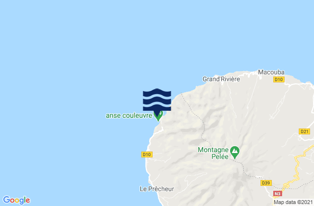 Mappa delle Getijden in Anse Couleuvre, Martinique