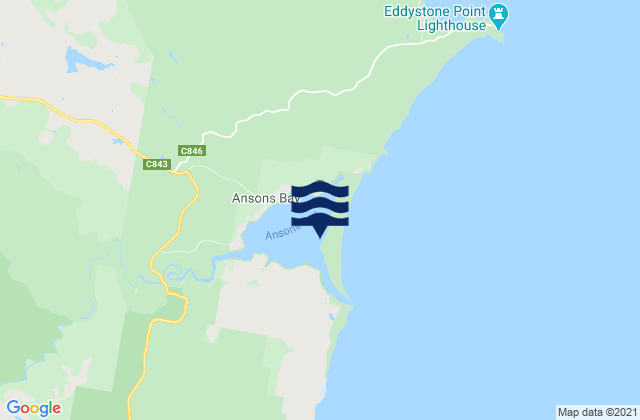 Mappa delle Getijden in Ansons Bay, Australia