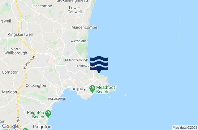 Mappa delle Getijden in Ansteys Cove Beach, United Kingdom