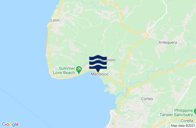 Mappa delle Getijden in Antequera, Philippines
