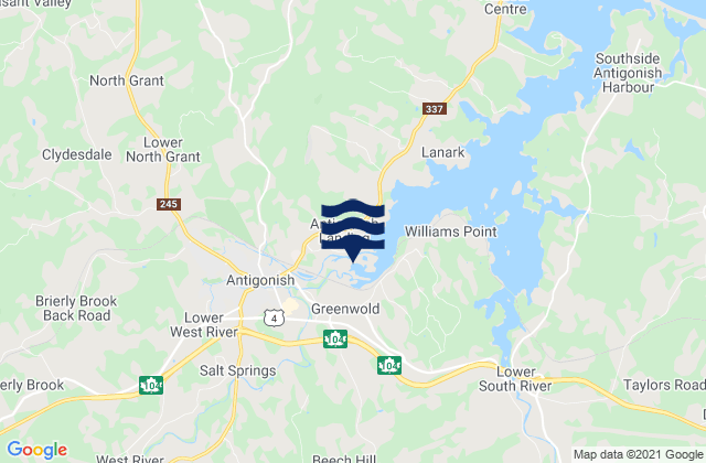 Mappa delle Getijden in Antigonish, Canada