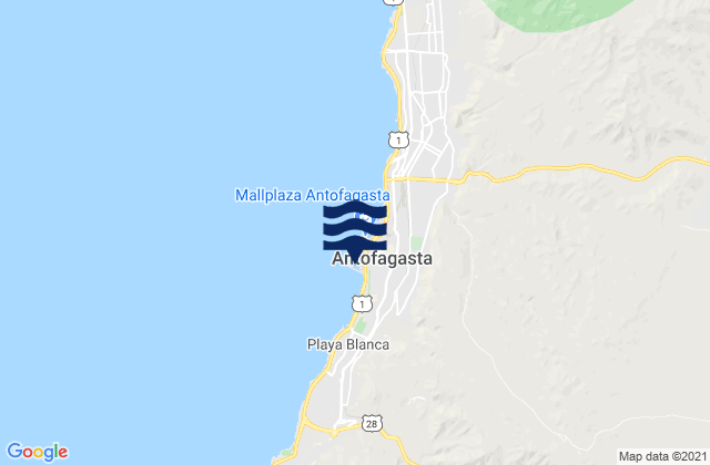 Mappa delle Getijden in Antofagasta, Chile