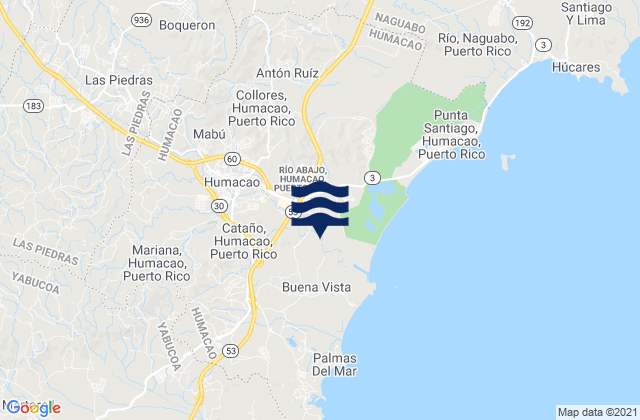 Mappa delle Getijden in Antón Ruiz, Puerto Rico