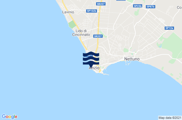 Mappa delle Getijden in Anzio, Italy