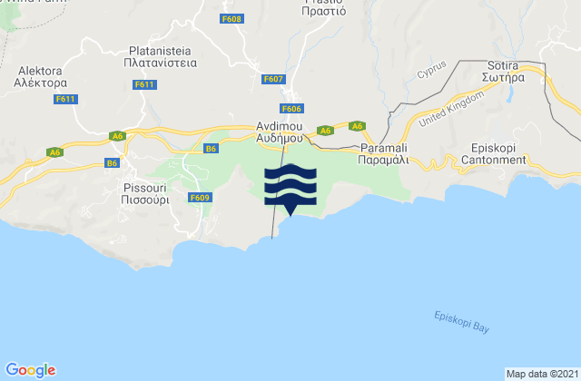 Mappa delle Getijden in Anógyra, Cyprus