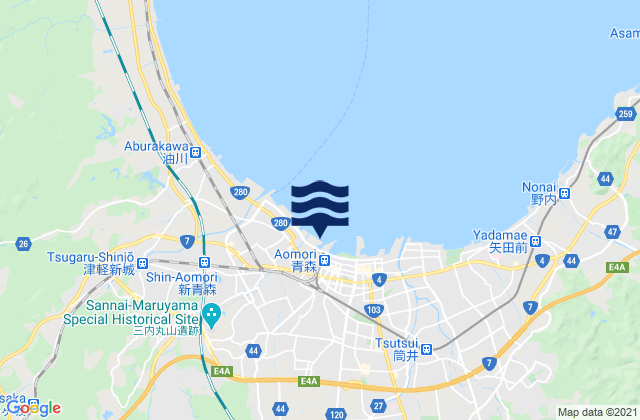 Mappa delle Getijden in Aomori Ko Mutsu Kaiwan, Japan