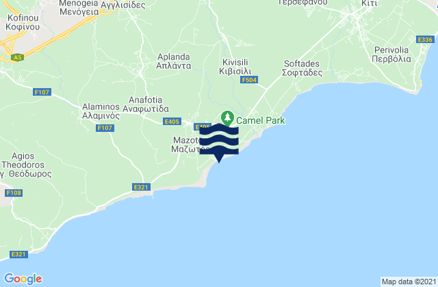 Mappa delle Getijden in Aplánta, Cyprus