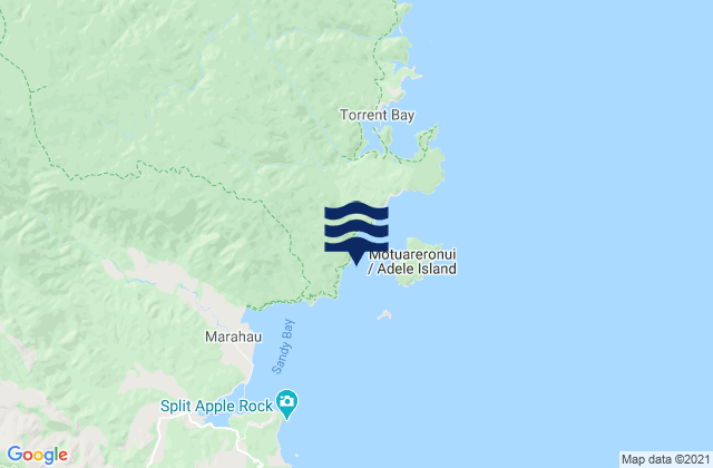 Mappa delle Getijden in Apple Tree Bay, New Zealand