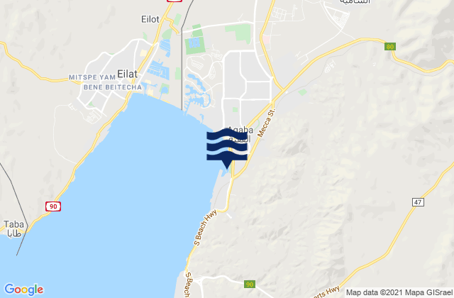 Mappa delle Getijden in Aqaba Gulf of Aqaba, Jordan
