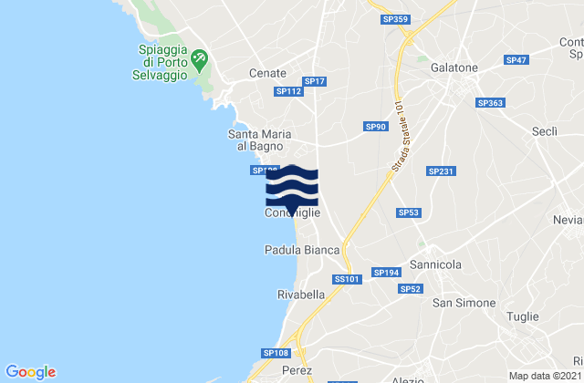 Mappa delle Getijden in Aradeo, Italy
