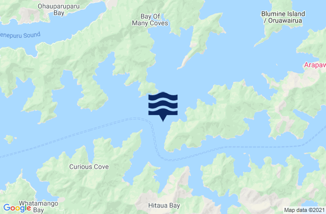 Mappa delle Getijden in Arapawa Island, New Zealand