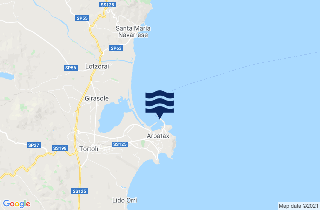 Mappa delle Getijden in Arbatax Port, Italy