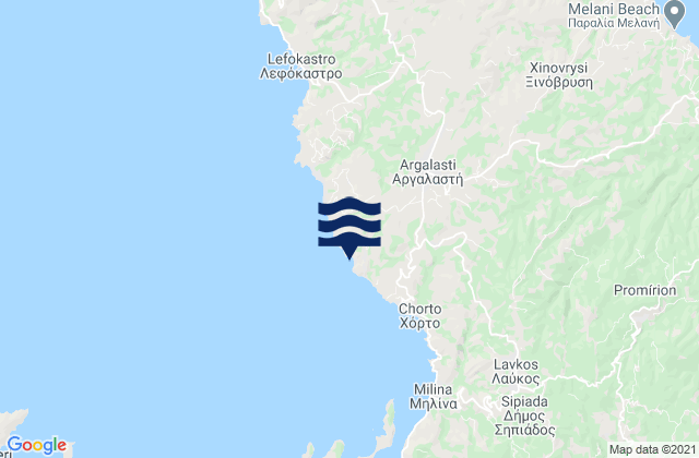 Mappa delle Getijden in Argalastí, Greece
