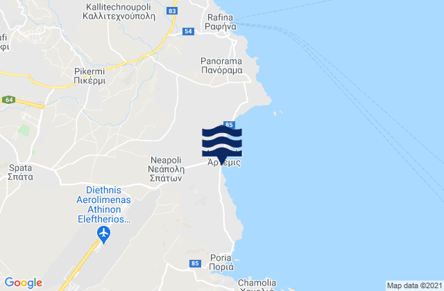 Mappa delle Getijden in Argithéa, Greece