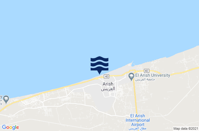 Mappa delle Getijden in Arish, Egypt