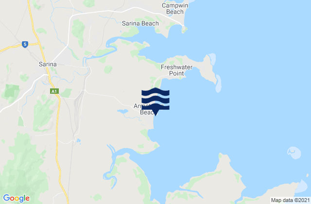 Mappa delle Getijden in Armstrong Beach, Australia