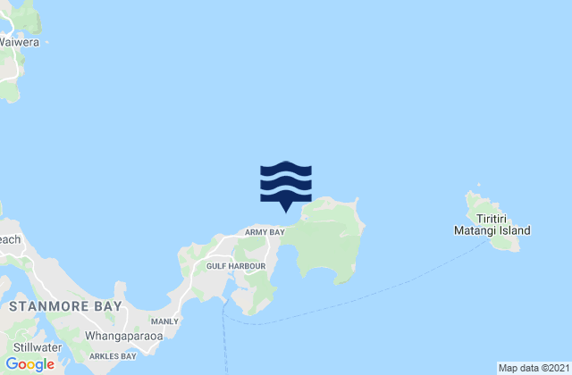 Mappa delle Getijden in Army Bay, New Zealand