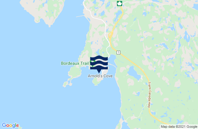 Mappa delle Getijden in Arnolds Cove, Canada