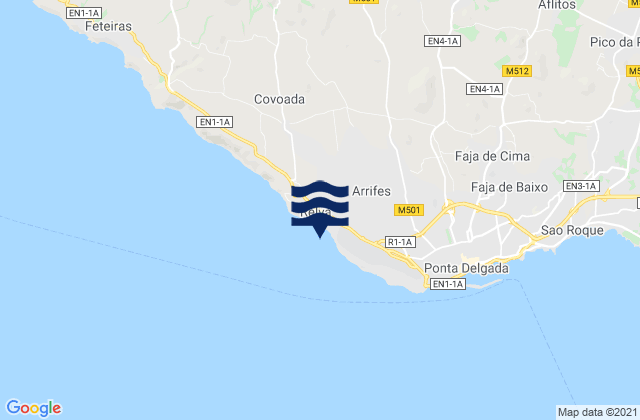 Mappa delle Getijden in Arrifes, Portugal
