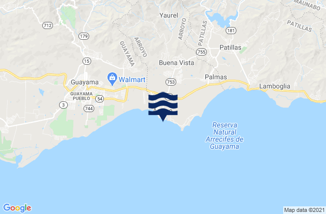 Mappa delle Getijden in Arroyo, Puerto Rico