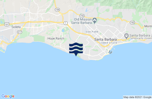 Mappa delle Getijden in Arroyo Burro Beach, United States