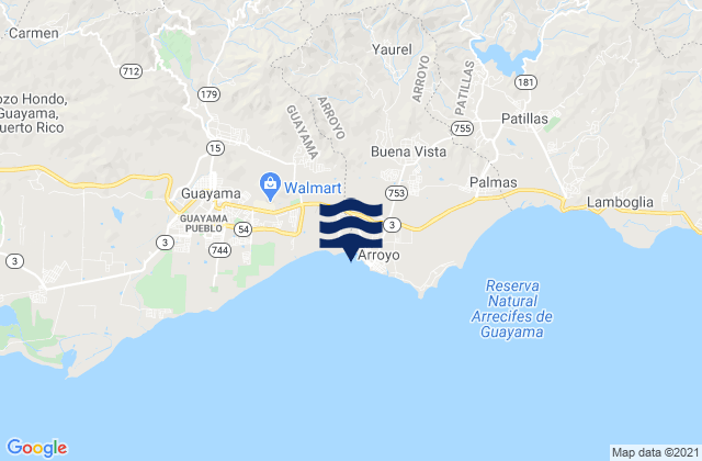 Mappa delle Getijden in Arroyo, Puerto Rico
