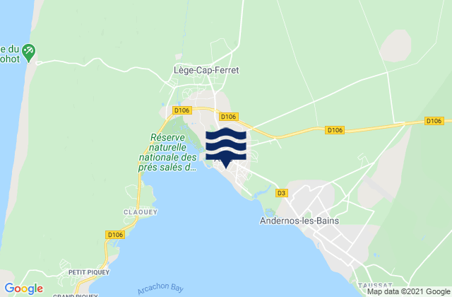 Mappa delle Getijden in Arès, France