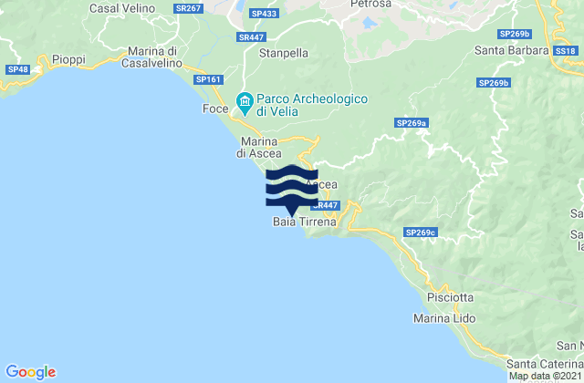 Mappa delle Getijden in Ascea, Italy